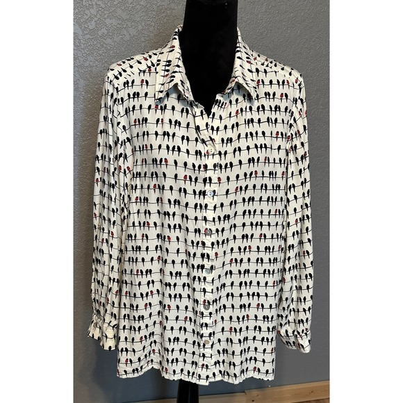Jane and Delancey Tops - Jane and Delancey Birds on a Wire Shirt Womens 1X Rayon Roll Tab Sleeve Blouse